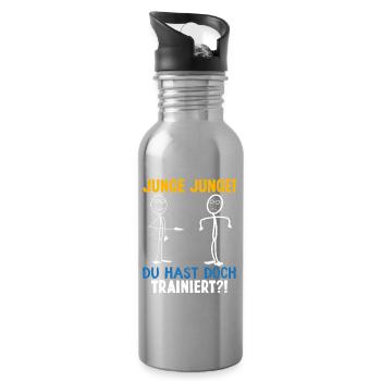 Fitness JUNGE JUNGE DU HASTDOCH TRAINIERT LUSTIG - Trinkflasche mit integriertem Trinkhalm - Lightsilver - Rechts