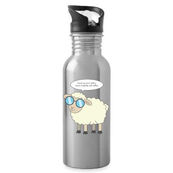Mouton intelligent : Malveillance contre Stupidité - Gourde avec paille intégrée - argent clair - Droite