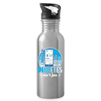 Diabetes Typ 1 Diabetiker - Trinkflasche mit integriertem Trinkhalm - Lightsilver - Rechts