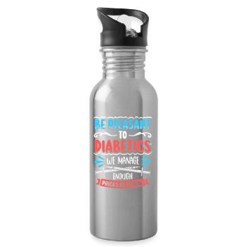 Diabetes Typ 1 Diabetiker - Trinkflasche mit integriertem Trinkhalm - Lightsilver - Rechts