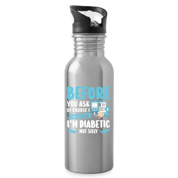 Diabetes Typ 1 Diabetiker - Trinkflasche mit integriertem Trinkhalm - Lightsilver - Rechts