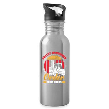 Staplerfahrer Englisch Spruch Stapler - Trinkflasche mit integriertem Trinkhalm - Lightsilver - Rechts