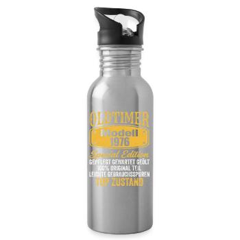 50th Birthday Classic Car Model 1976 - Water bottle with straw - silver - Right