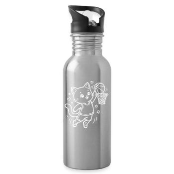 Joueur de baseball des Kawaii Cat - Gourde avec paille intégrée - argent clair - Droite