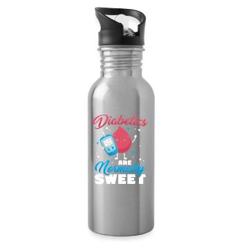 Diabetes Typ 1 Diabetiker - Trinkflasche mit integriertem Trinkhalm - Lightsilver - Rechts