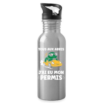 Humor I have my driver's license - Water bottle with straw - silver - Right