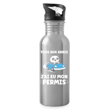 Driver's license humor - Water bottle with straw - silver - Right