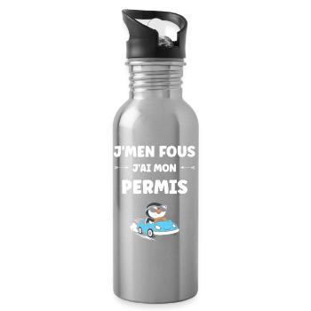 Humour permis de conduire - Gourde avec paille intégrée - argent clair - Droite
