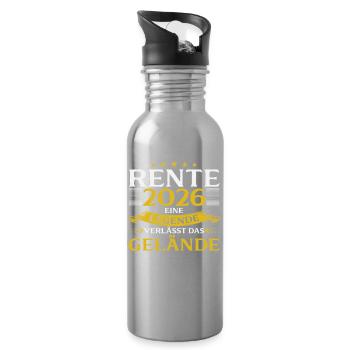 Pensioner 2026 Pension Gift Man Retirement Funny - Water bottle with straw - silver - Right