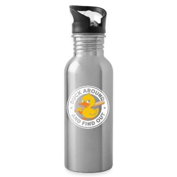 Duck dich her und finde das lustige Entenabzeichen heraus - Trinkflasche mit integriertem Trinkhalm - Lightsilver - Rechts