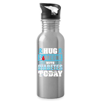 Diabetes Typ 1 Diabetiker - Trinkflasche mit integriertem Trinkhalm - Lightsilver - Rechts
