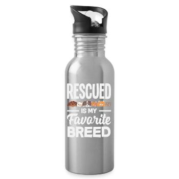 Foster Family Adopt Animal Rescue My - Water bottle with straw - silver - Right