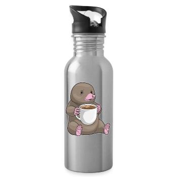 Tasse de café en taupe - Gourde avec paille intégrée - argent clair - Droite