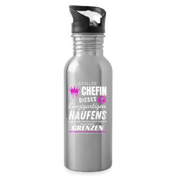 Stolze Chefin einzigartig Haufen Chefin Geschenke - Trinkflasche mit integriertem Trinkhalm - Lightsilver - Rechts