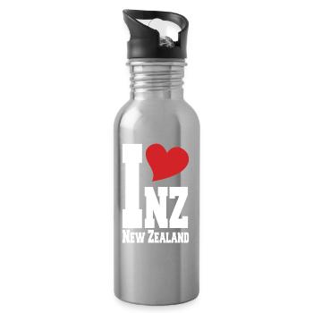 Ich liebe Neuseeland, Neuseeland, stolzer Neuseeländer - Trinkflasche mit integriertem Trinkhalm - Lightsilver - Rechts