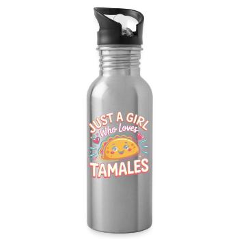 Juste une fille qui adore les tamales - Gourde avec paille intégrée - argent clair - Droite