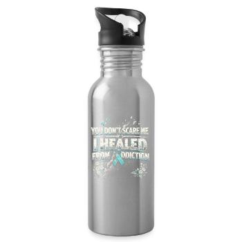 Entgiftung Entzug Suchtkrank Healed From Addiction - Water bottle with straw - silver - Right
