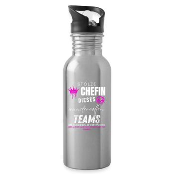 Stolze Chefin wundervolles Team Chefin Geschenke - Trinkflasche mit integriertem Trinkhalm - Lightsilver - Rechts