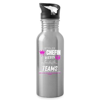 Stolze Chefin allerbestes Team Chefin Geschenke - Trinkflasche mit integriertem Trinkhalm - Lightsilver - Rechts