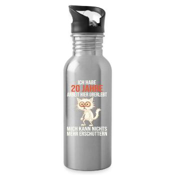 20th Company Anniversary Service Anniversary Work - Water bottle with straw - silver - Right