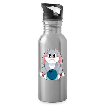 Hase Bowling Bowlingkugel Pin - Trinkflasche mit integriertem Trinkhalm - Lightsilver - Rechts