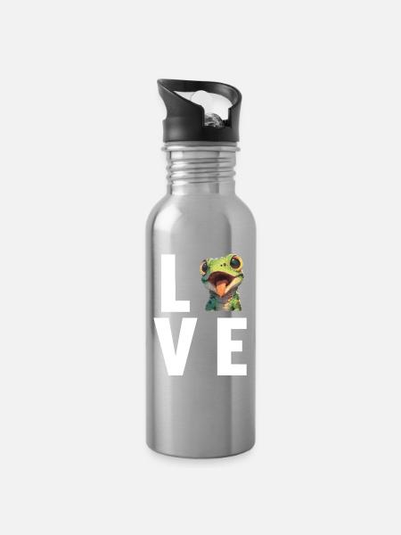 Eidechsen Eidechse - Trinkflasche mit integriertem Trinkhalm - Lightsilver