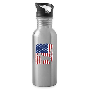 German Shorthair Dog German Pointer - Water bottle with straw - silver - Right