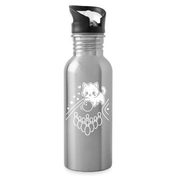 Kawaii Cat Bowling - Gourde avec paille intégrée - argent clair - Droite