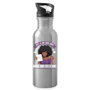 Nur Ein Mädchen Das Anime Liebt Und Zeichnet Otaku - Trinkflasche mit integriertem Trinkhalm - Lightsilver - Rechts