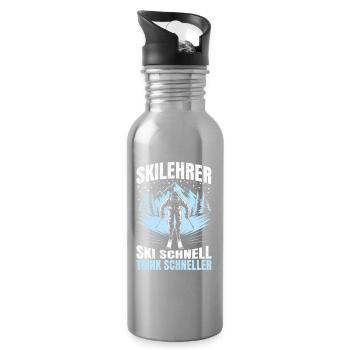 Après SKI INSTRUCTOR SKI FAST DRINK FASTER FUN - Water bottle with straw - silver - Right