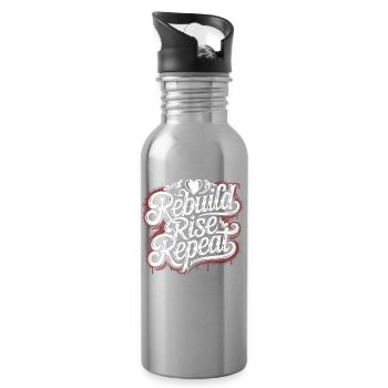 Rebuild Rise Repeat Shirt - Water bottle with straw - silver - Right