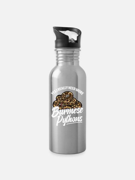 Python-Liebhaber Schlangen-Mama Terrarium-Reptilien-Papa - Trinkflasche mit integriertem Trinkhalm - Lightsilver