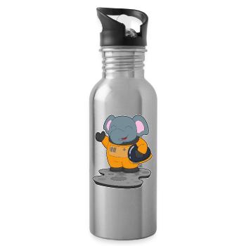 Elephant Astronaut Space - Water bottle with straw - silver - Right