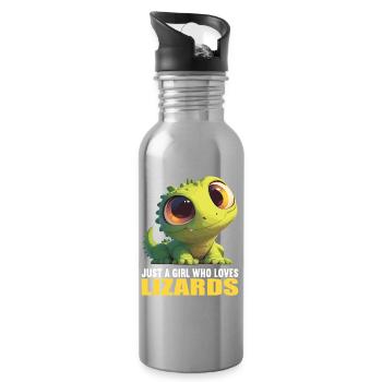 Lézard des lézards - Gourde avec paille intégrée - argent clair - Droite
