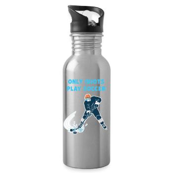 Hockey sur glace : seuls les idiots jouent au football ! - Gourde avec paille intégrée - argent clair - Droite
