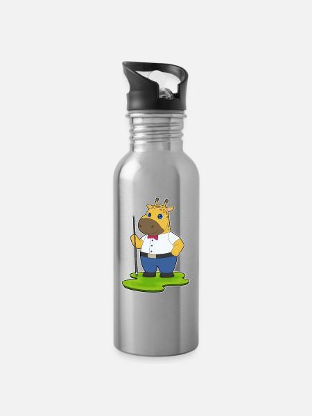 Giraffe Billiard Queue Sport - Trinkflasche mit integriertem Trinkhalm - Lightsilver
