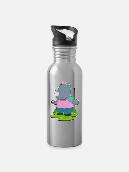 Nashorn Billiard Queue Sport - Trinkflasche mit integriertem Trinkhalm - Lightsilver