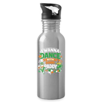I want to dance with Some-Paddy | St Patrick's Day - Water bottle with straw - silver - Right