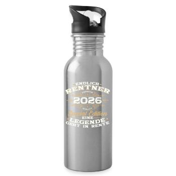 Pensioner 2026 Pension Gift Man Retirement Funny - Water bottle with straw - silver - Right