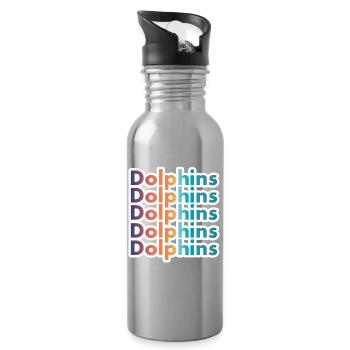 Retro Dolphins Text Ocean Lover Graphic - Trinkflasche mit integriertem Trinkhalm - Lightsilver - Rechts