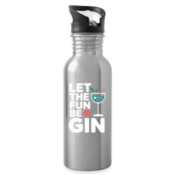 Gin Let The Fun Be Gin & Tonic Liebhaber Party Gin - Trinkflasche mit integriertem Trinkhalm - Lightsilver - Rechts