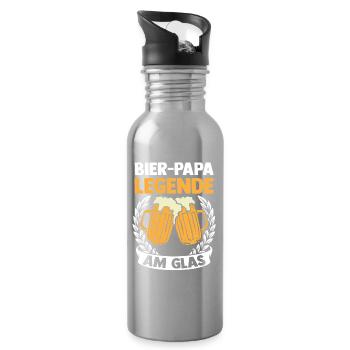 Bier Vater Vatertag Papa - Trinkflasche mit integriertem Trinkhalm - Lightsilver - Rechts