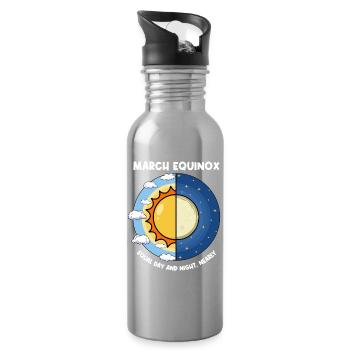 March Equinox Equal Day And Night - Water bottle with straw - silver - Right