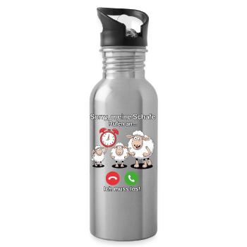 Sorry, my sheep are calling - Water bottle with straw - silver - Right