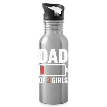T-shirt Icône de la batterie Papa de trois filles - Gourde avec paille intégrée - argent clair - Droite