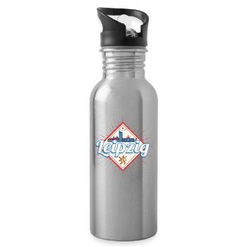 Leipzig Deutschland Sachsen Vintage Souvenir - Trinkflasche mit integriertem Trinkhalm - Lightsilver - Rechts