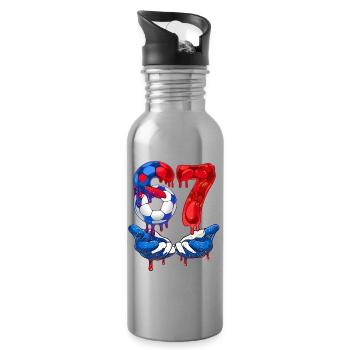 67 Soccer Meme, 67 T Shirt, Soccer 67 Football - Water bottle with straw - silver - Right