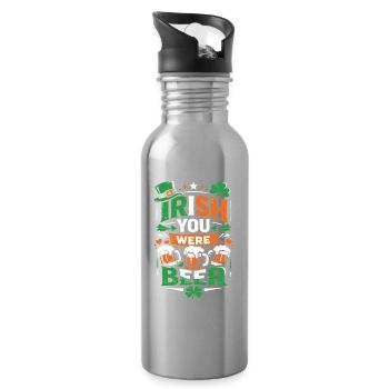 Irlandais Tu étais une bière | Jeu de mots de la Saint-Patrick - Gourde avec paille intégrée - argent clair - Droite