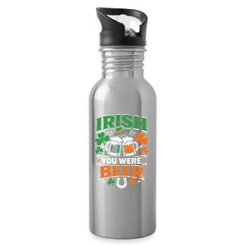 Irlandais Tu étais une bière | Jeu de mots de la Saint-Patrick - Gourde avec paille intégrée - argent clair - Droite