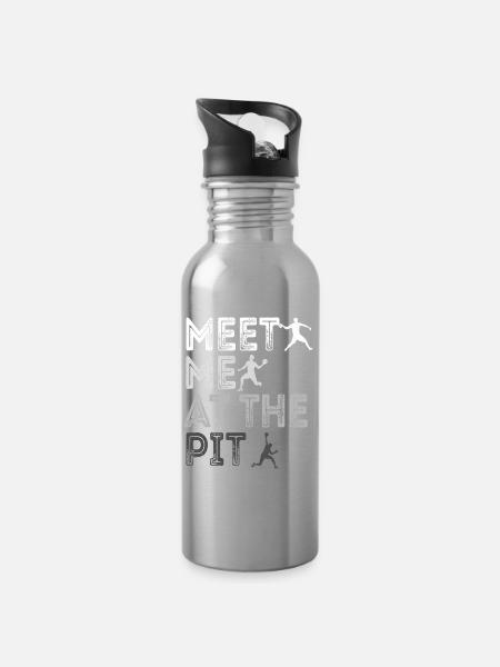 Triff mich in der Grube - Trinkflasche mit integriertem Trinkhalm - Lightsilver